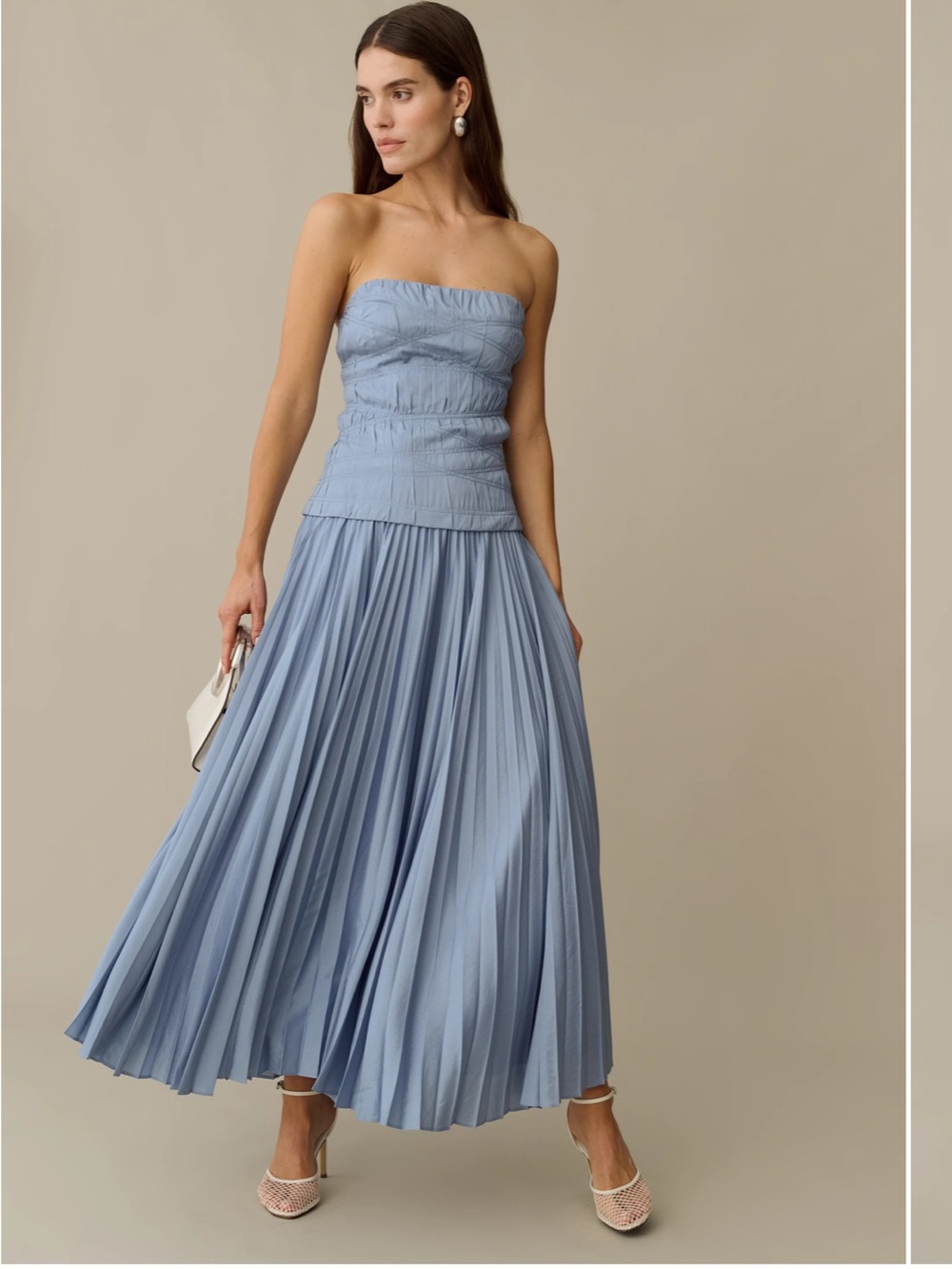 NWT o.p.t Ada Strapless Pleated Bodice AMUR Factory Few Moda Maxi Dress 10